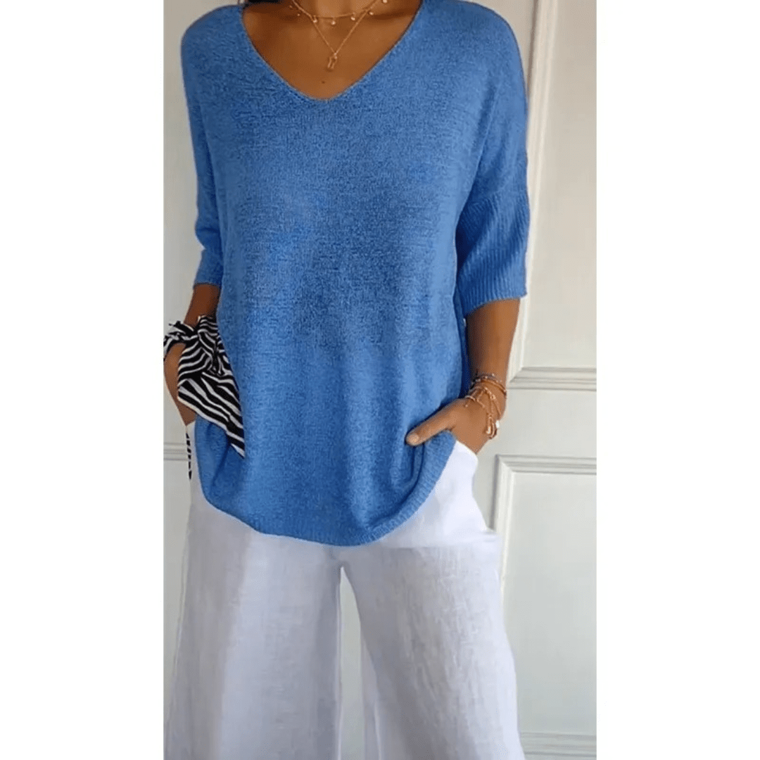 V-hals Tuniekblouse Dames | Relaxed Fit Katoenmix 8
