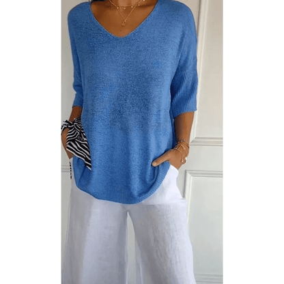 V-hals Tuniekblouse Dames | Relaxed Fit Katoenmix 8