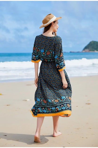 Zomer Jurk Gebloemde Oversized Maxi Jurk met Spliet