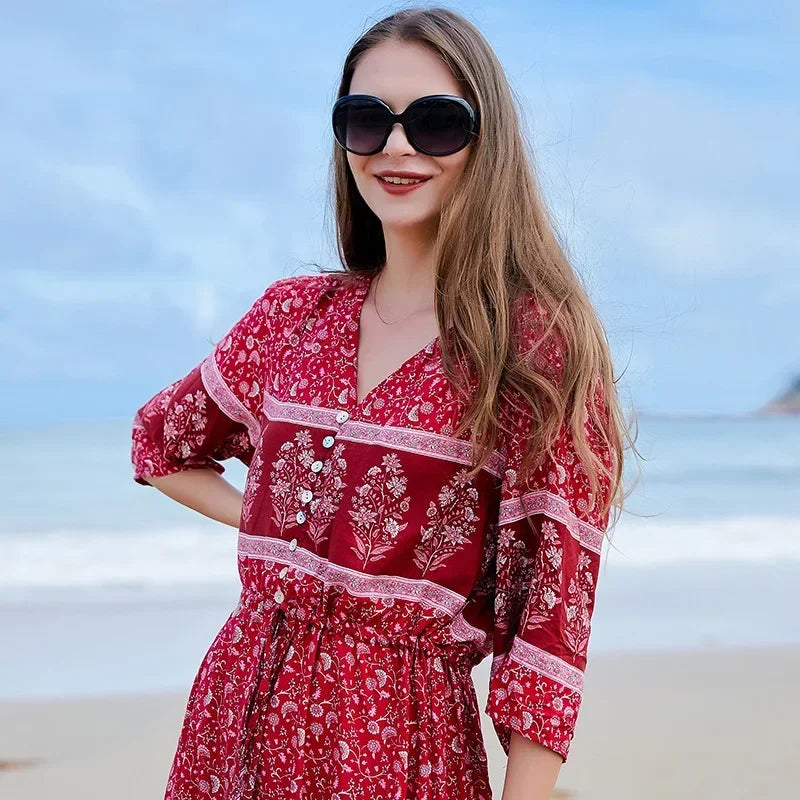Zomer Jurk Gebloemde Oversized Maxi Jurk met Spliet