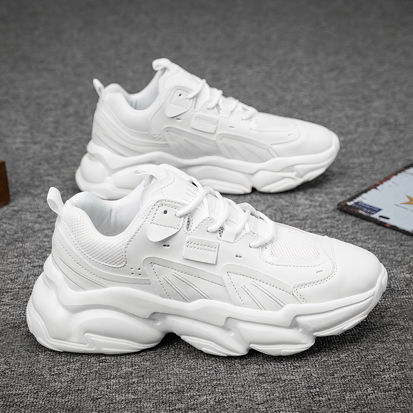 Witte Sneakers met 6cm Boost Zool Lichte Dameschoenen