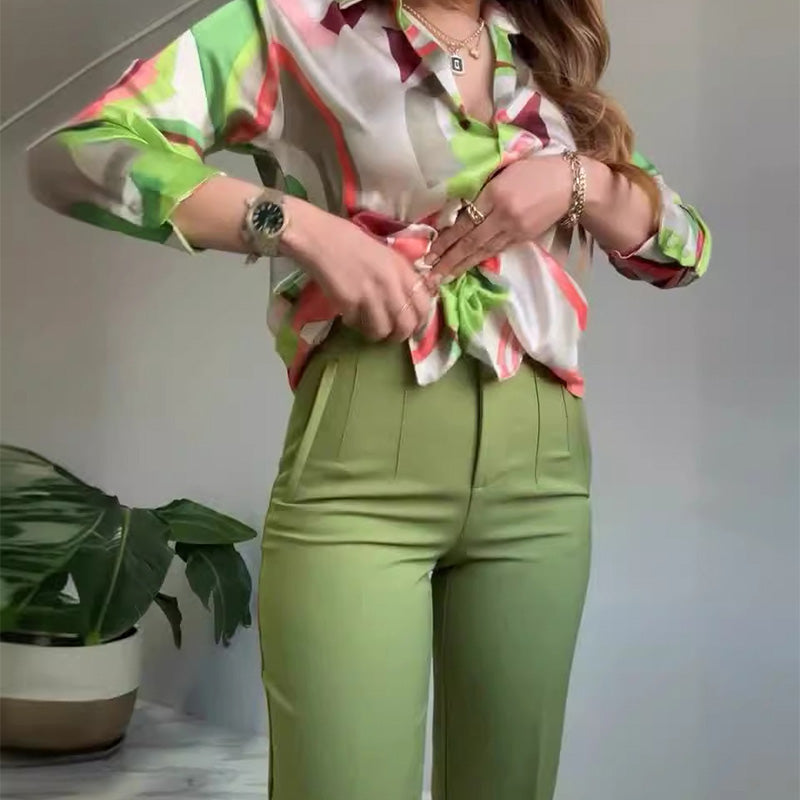 Dames Broekpak Met Print - Elegant en Comfortabel Werkpak