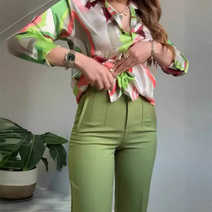 Dames Broekpak Met Print - Elegant en Comfortabel Werkpak