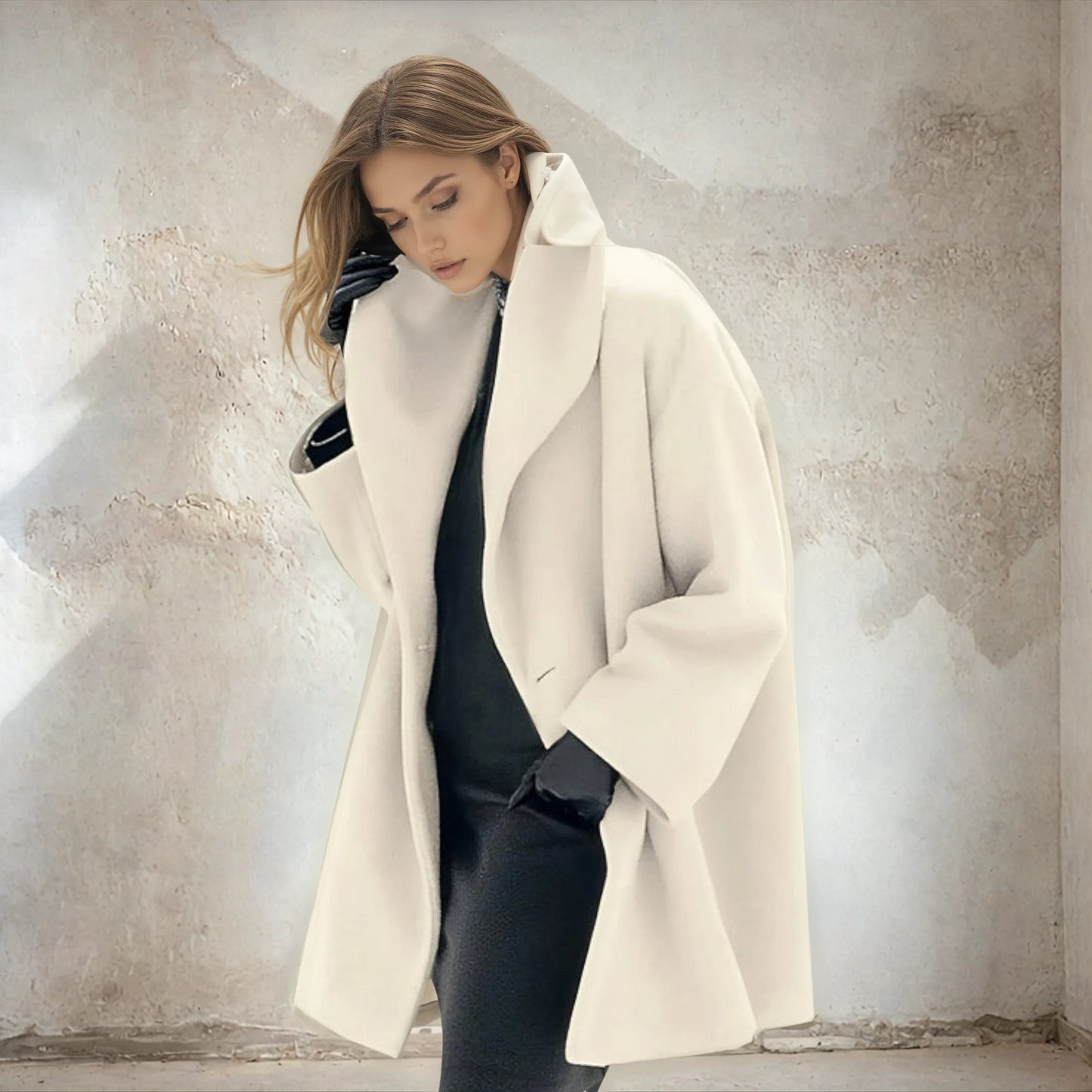 Oversized Jas Wolmix Zacht en Stijlvol