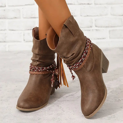Dames Enkellaarsjes Western Stijl Cowboy Laarzen