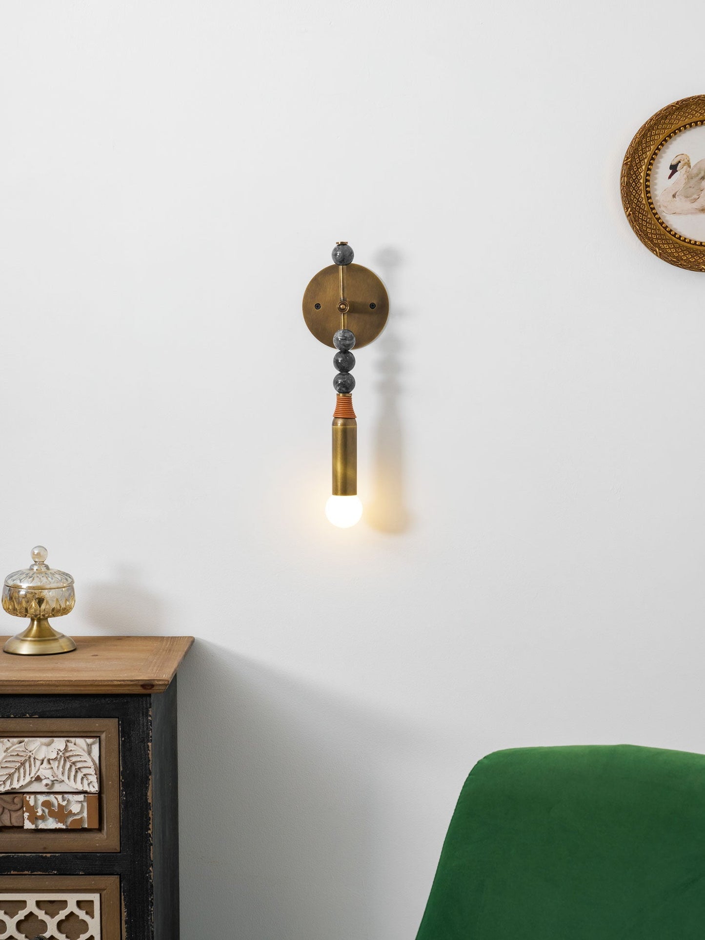 Toam Wandlamp Marmer Messing – Persepolis Geïnspireerd Design met Antique Brass Afwerking 18.9 en 27.6 inch