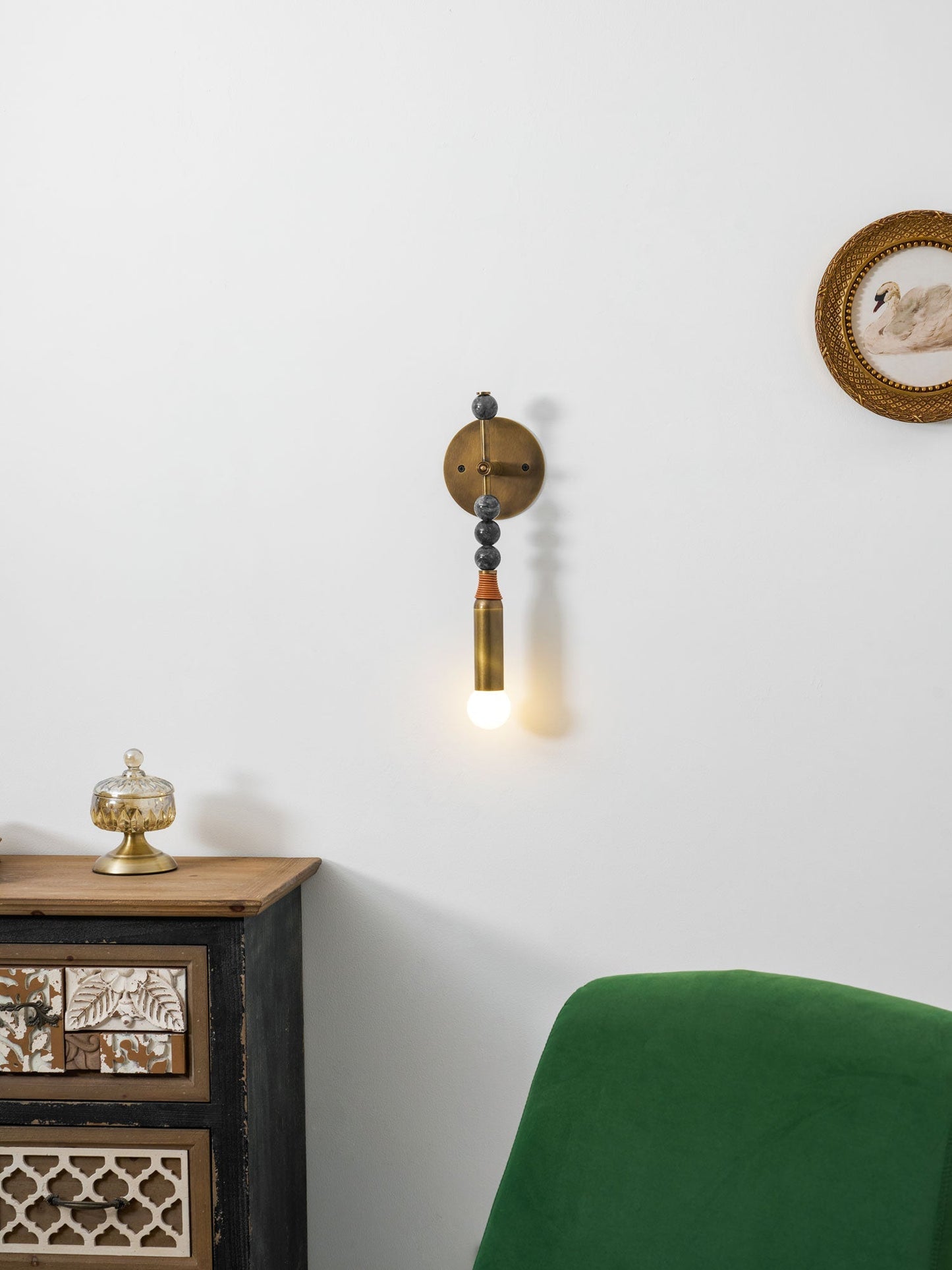 Toam Wandlamp Marmer Messing – Persepolis Geïnspireerd Design met Antique Brass Afwerking 18.9 en 27.6 inch