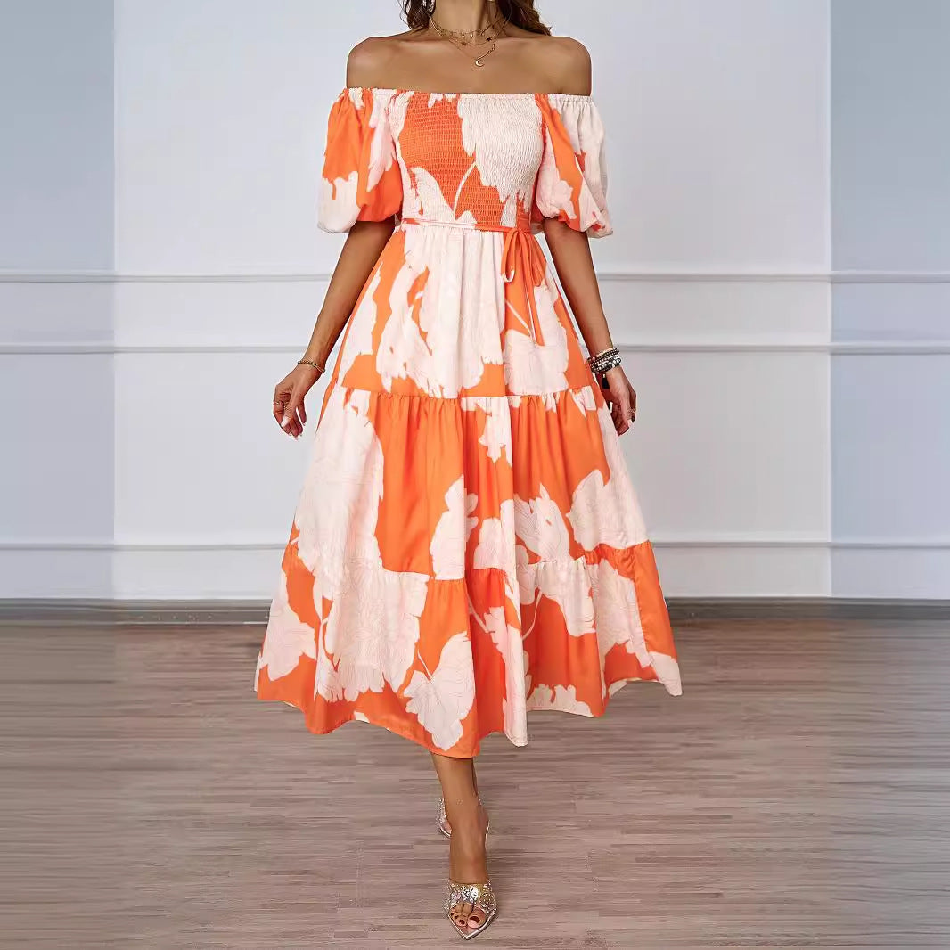 MidiJurk Off-Shoulder met Pofmouwen Elegante Vrouwelijk - StudioMarella
