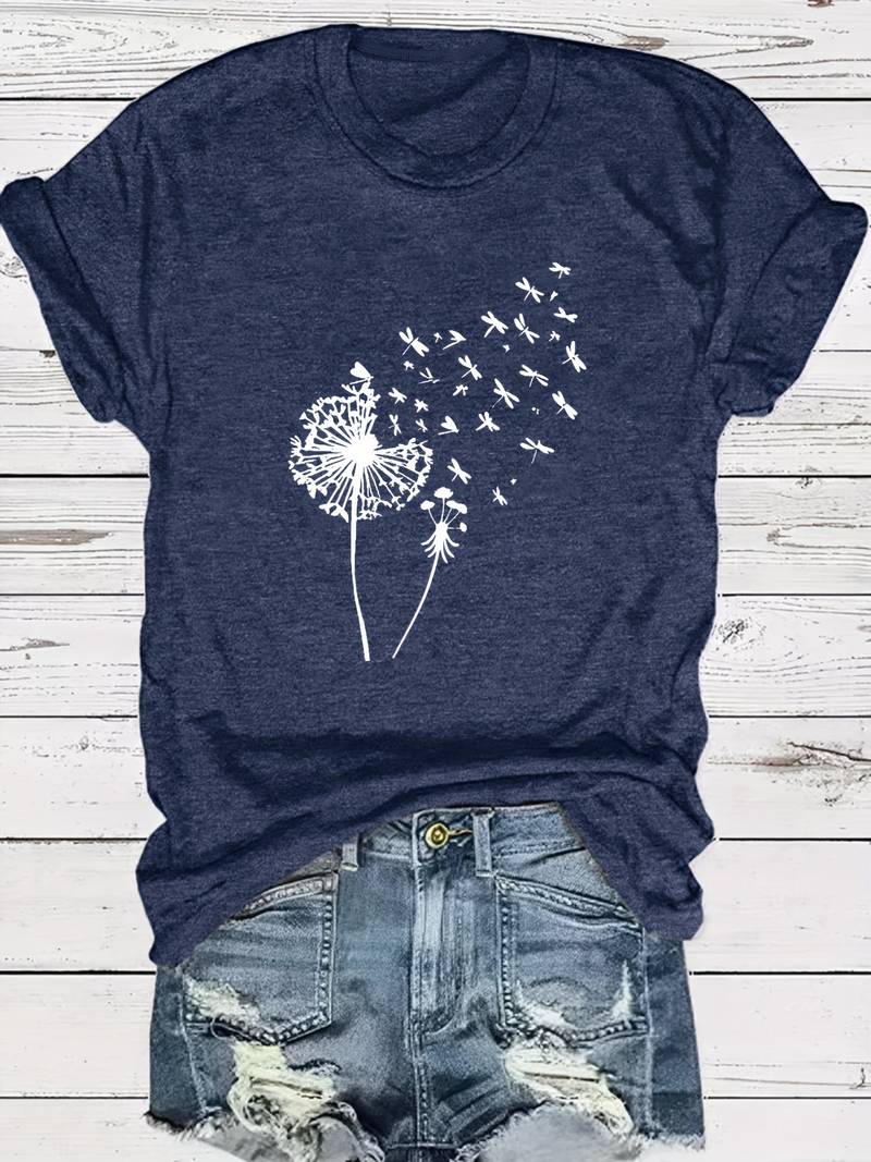 Vrouwelijk T shirt met Paardenbloem Print Casual Look