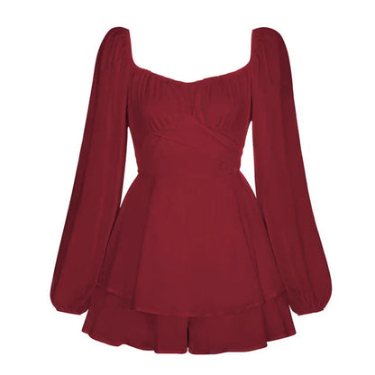 Kleurrijke Jurk met Lange Mouwen en Ruffles