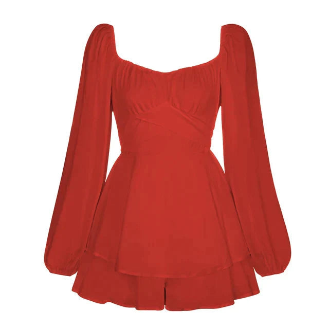 Kleine Jurk met Lange Mouwen en Ruffles voor Vrouw