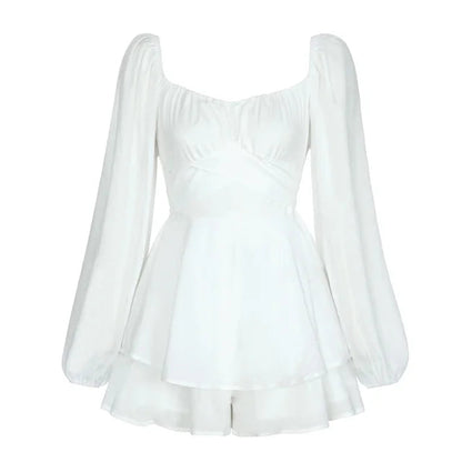 Korte Jurk met Lange Mouwen en Ruffles voor Vrouw