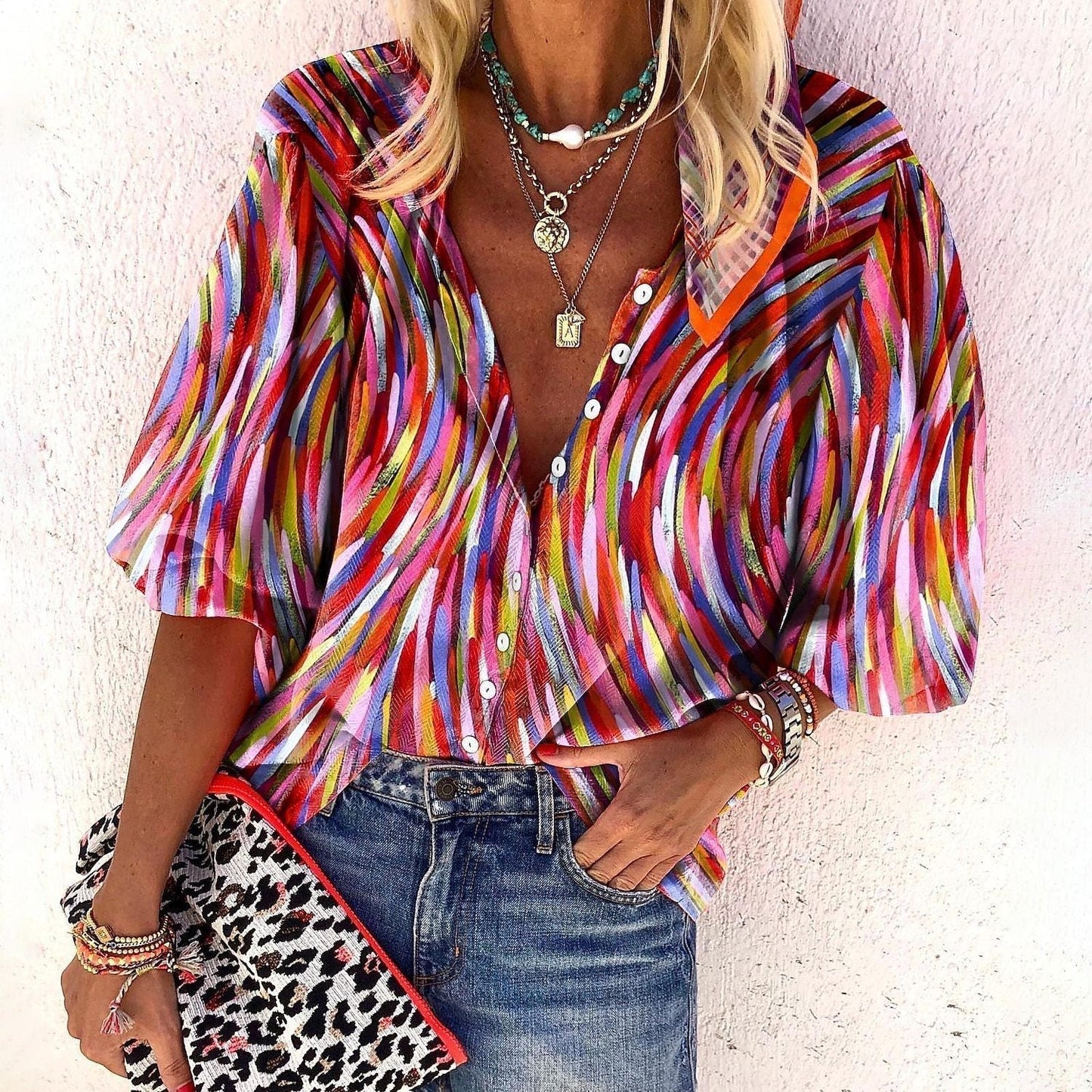 V-hals Blouse Boho Stijl Zomer Jurk - StudioMarella