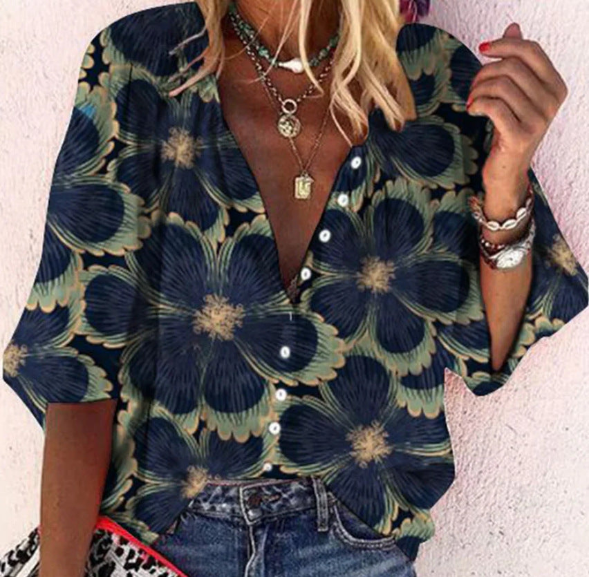 V-hals Blouse Boho Stijl Zomer Jurk