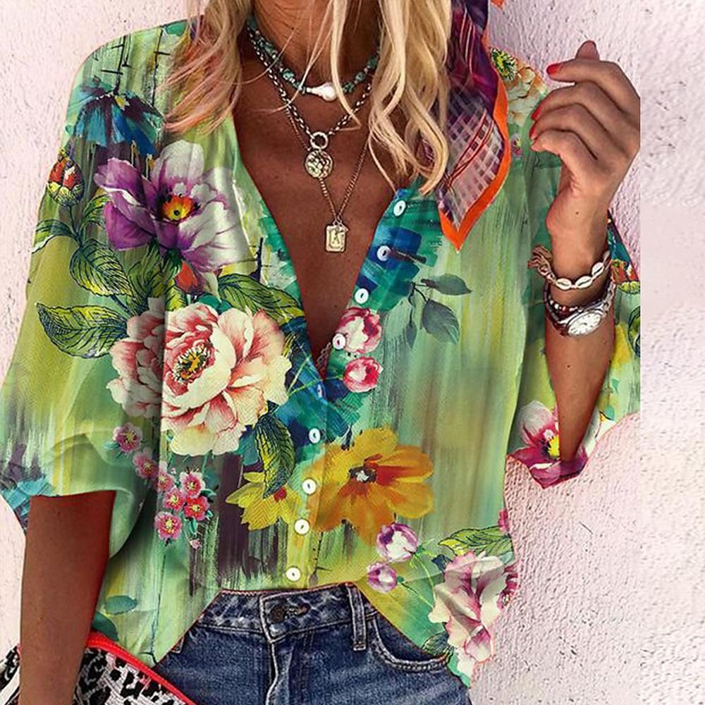 V-hals Blouse Boho Stijl Zomer Jurk