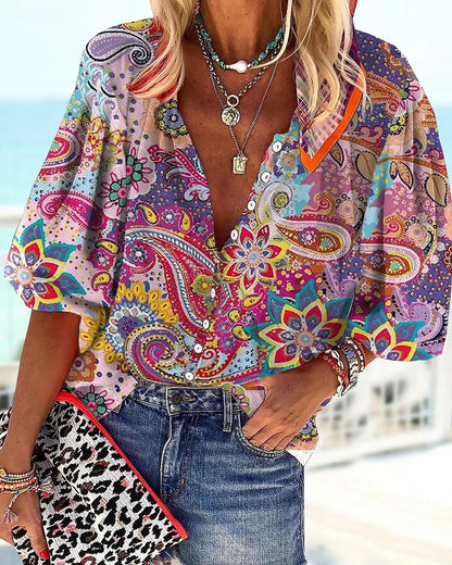 V-hals Blouse Boho Stijl Zomer Jurk