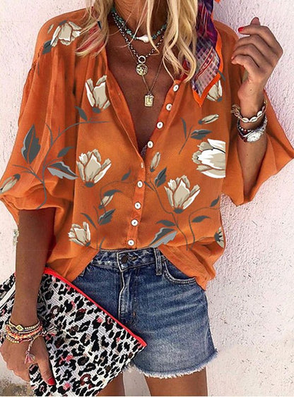 V-hals Blouse Boho Stijl Zomer Jurk
