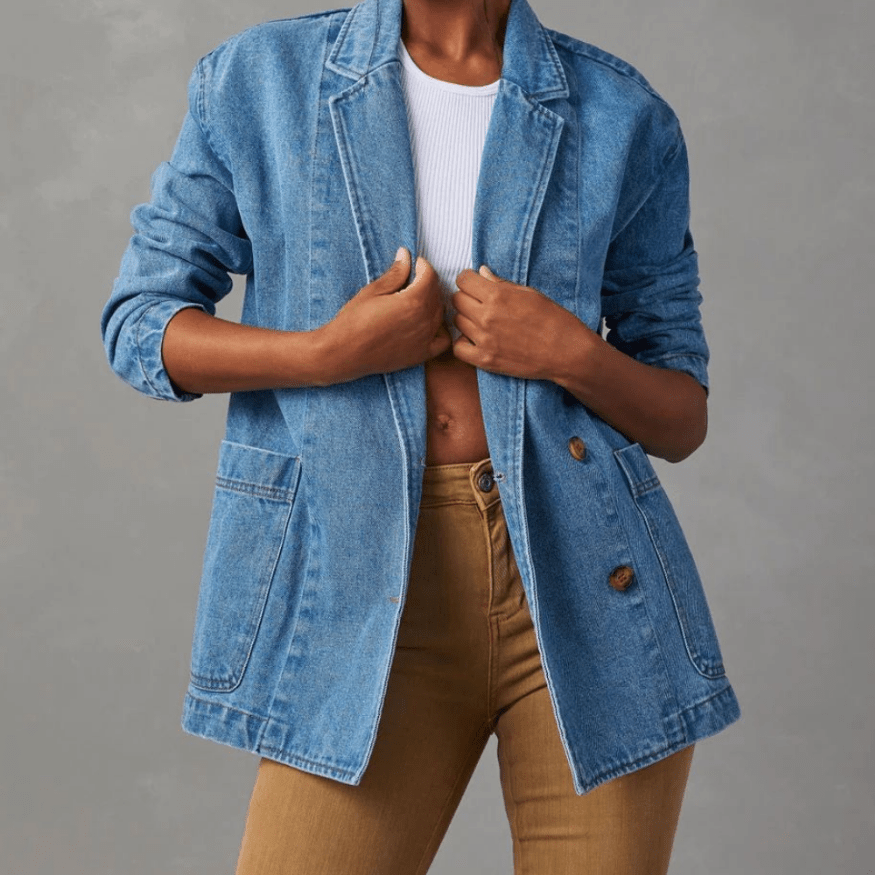 Dames Denim Jas Casual Stijlvol Elegant - StudioMarella