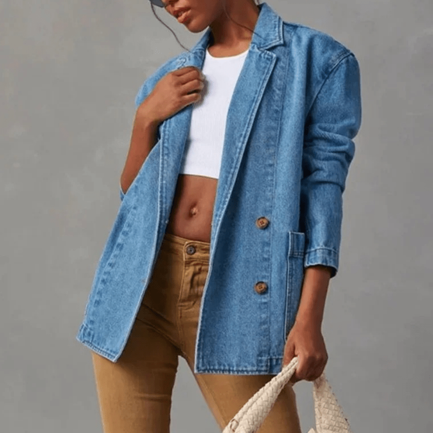 Dames Denim Jas Casual Stijlvol Elegant