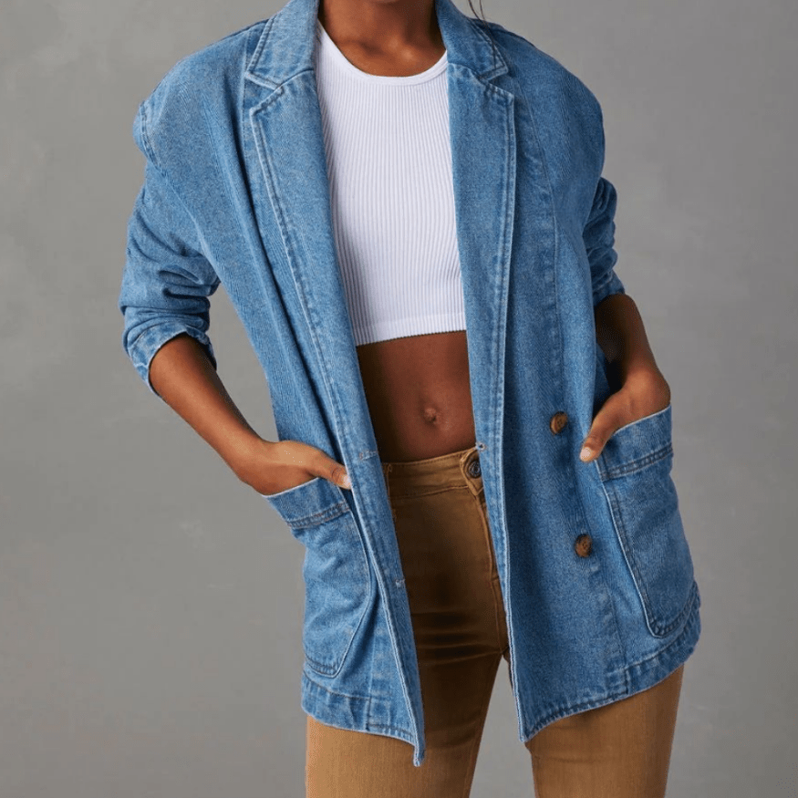 Dames Denim Jas Casual Stijlvol Elegant