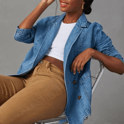 Dames Denim Jas Casual Stijlvol Elegant