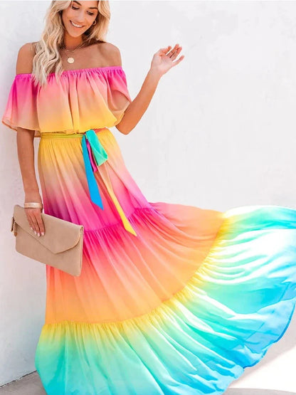 Zomerjurk voor Vrouw Kleurrijk Multicolor Jurk