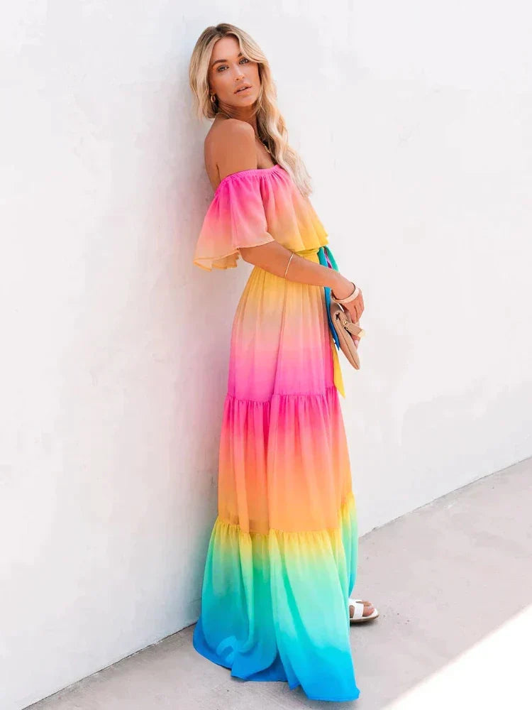 Zomerjurk voor Vrouw Kleurrijk Multicolor Jurk