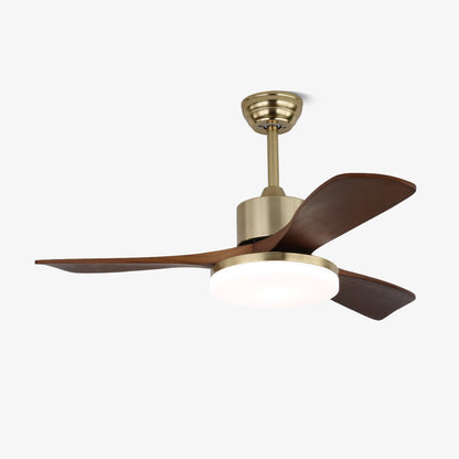 Plafondventilator Selora met Verlichting – Messing & Hout – Modern Design met Afstandsbediening – 6 Snelheden – LED 48W Dimbaar – Ø106cm of Ø132cm – Luxe Plafondlamp & Koelsysteem – Inclusief Afstandsbediening
