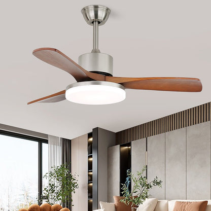 Moderne plafondventilator met verlichting in messing en hout – 106 cm Ø – Scandinavisch geïnspireerd design met 6 snelheden