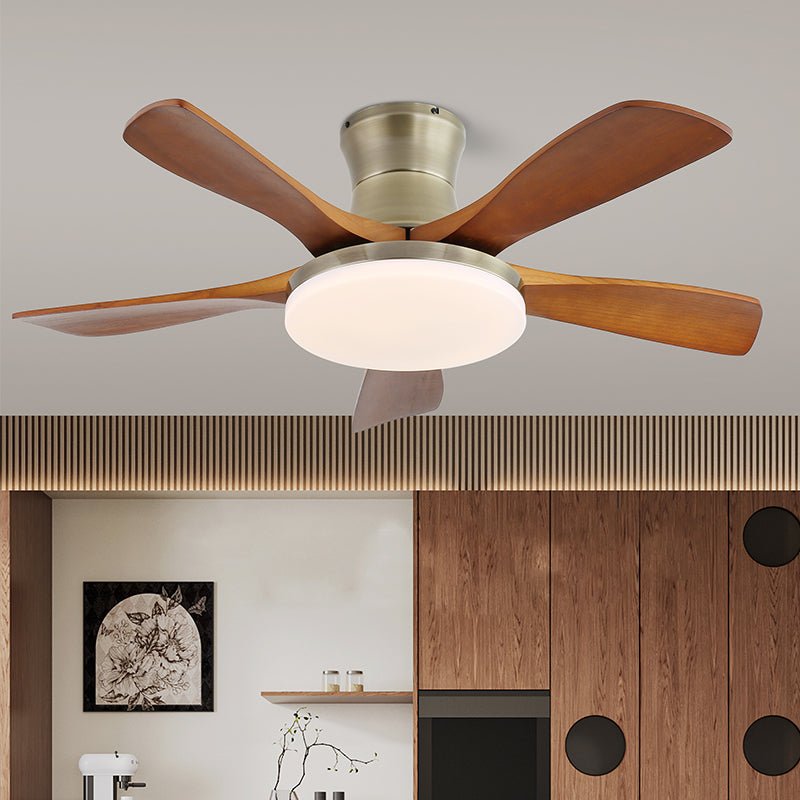 Moderne Plafondventilator met Verlichting - Metalen Behuizing & Houten Bladen - 106cm - Afstandsbediening - 6 Snelheden