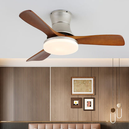 Moderne plafondventilator met verlichting in messing en hout – 106 cm Ø – Scandinavisch geïnspireerd design met 6 snelheden