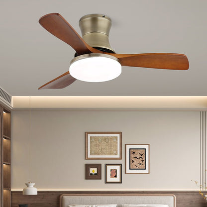 Moderne Plafondventilator met Verlichting - Metalen Behuizing & Houten Bladen - 106cm - Afstandsbediening - 6 Snelheden