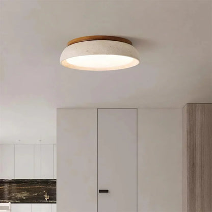 Plafondlamp van Travertin – Ronde LED Lamp met Warm, Diffuus Licht