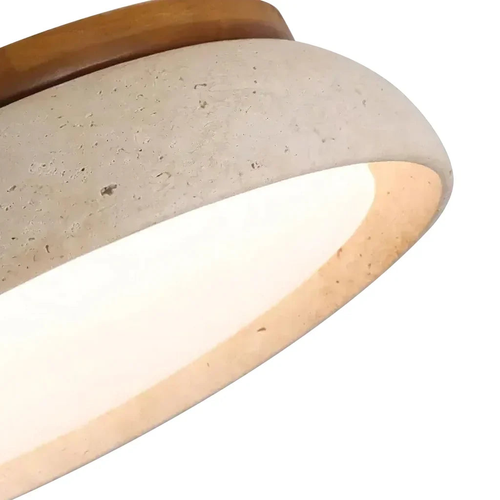 Plafondlamp van Travertin – Ronde LED Lamp met Warm, Diffuus Licht