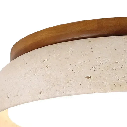 Plafondlamp van Travertin – Ronde LED Lamp met Warm, Diffuus Licht