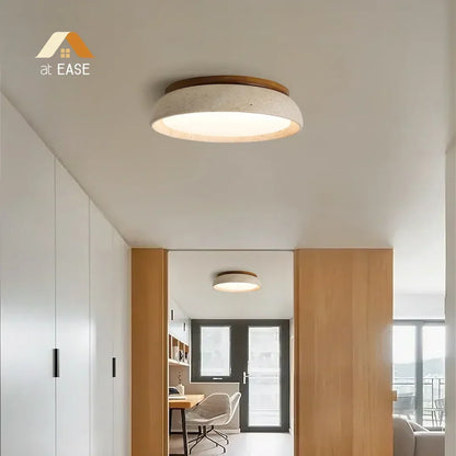 Plafondlamp van Travertin – Ronde LED Lamp met Warm, Diffuus Licht