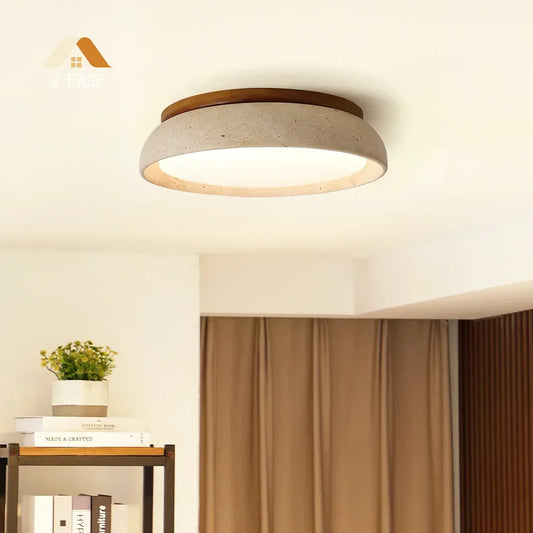 Plafondlamp van Travertin – Ronde LED Lamp met Warm, Diffuus Licht