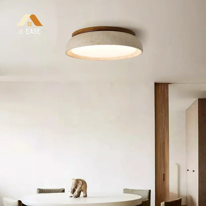 Plafondlamp van Travertin – Ronde LED Lamp met Warm, Diffuus Licht