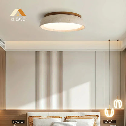 Plafondlamp van Travertin – Ronde LED Lamp met Warm, Diffuus Licht