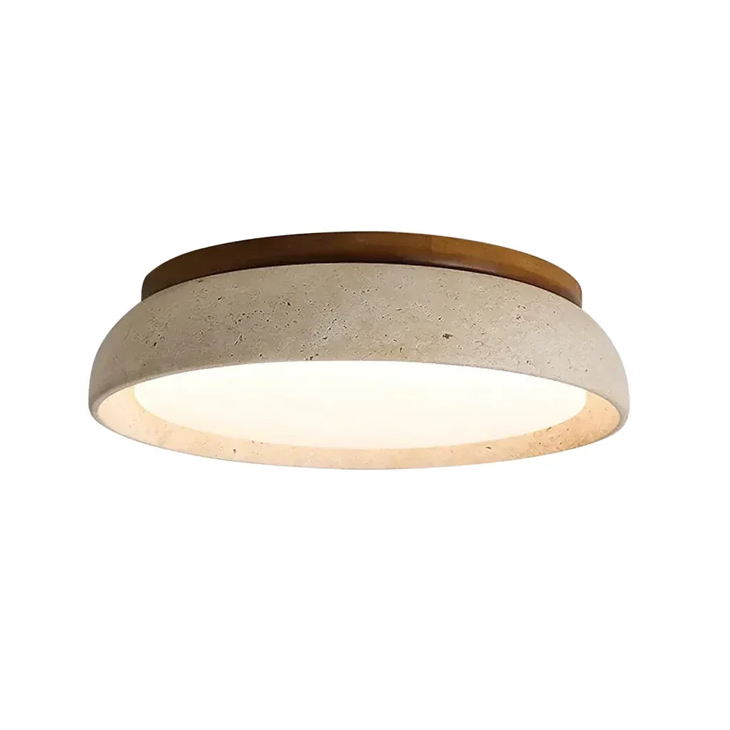 Plafondlamp van Travertin – Ronde LED Lamp met Warm, Diffuus Licht