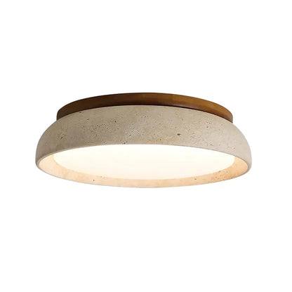 Plafondlamp van Travertin – Ronde LED Lamp met Warm, Diffuus Licht