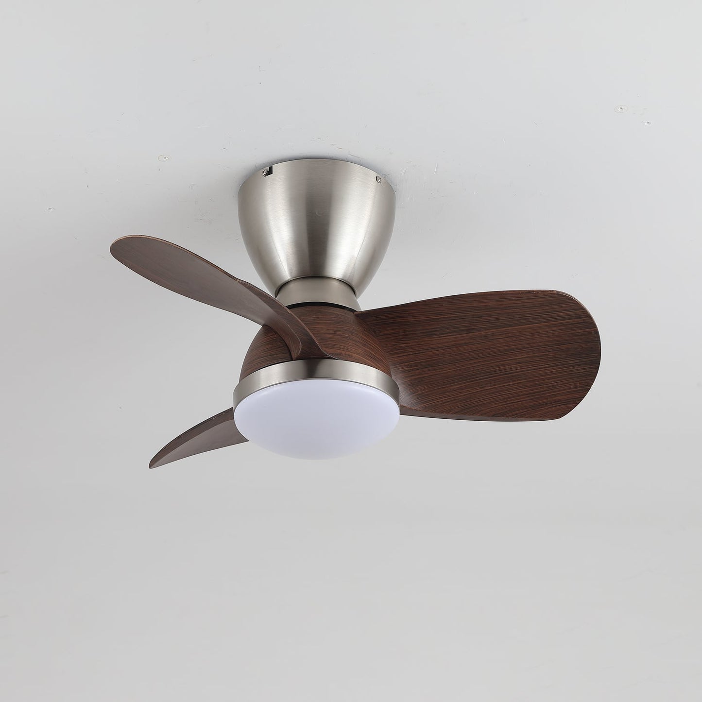 Plafondventilator met Verlichting Elora in Messing en Hout — Minimalistische Ventilator met LED Afstandsbediening