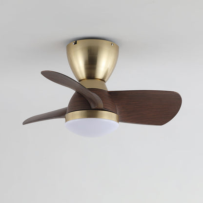 Plafondventilator met Verlichting Elora in Messing en Hout — Minimalistische Ventilator met LED Afstandsbediening