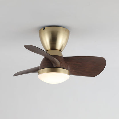 Plafondventilator met Verlichting Elora in Messing en Hout — Minimalistische Ventilator met LED Afstandsbediening