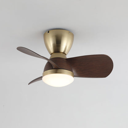 Plafondventilator met Verlichting Elora in Messing en Hout — Minimalistische Ventilator met LED Afstandsbediening