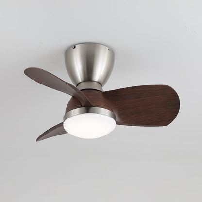 Plafondventilator met Verlichting Elora in Messing en Hout — Minimalistische Ventilator met LED Afstandsbediening