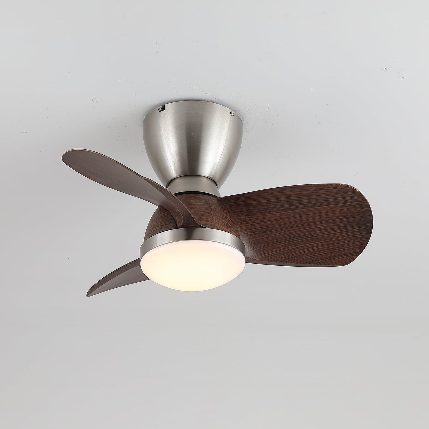 Plafondventilator met Verlichting Elora in Messing en Hout — Minimalistische Ventilator met LED Afstandsbediening