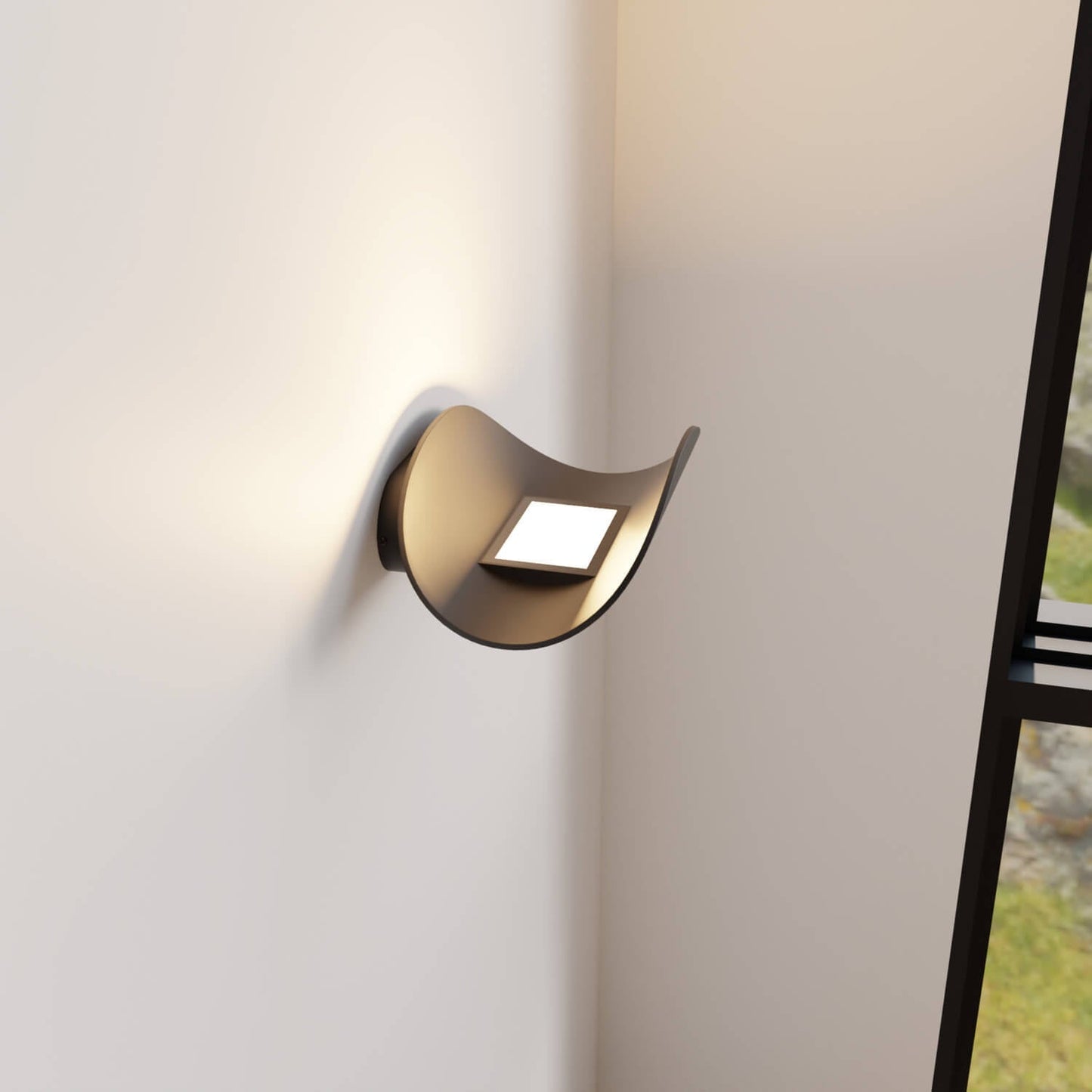 Minimalistische half ronde led wandlamp met warm indirect licht voor binnen en beschut buiten