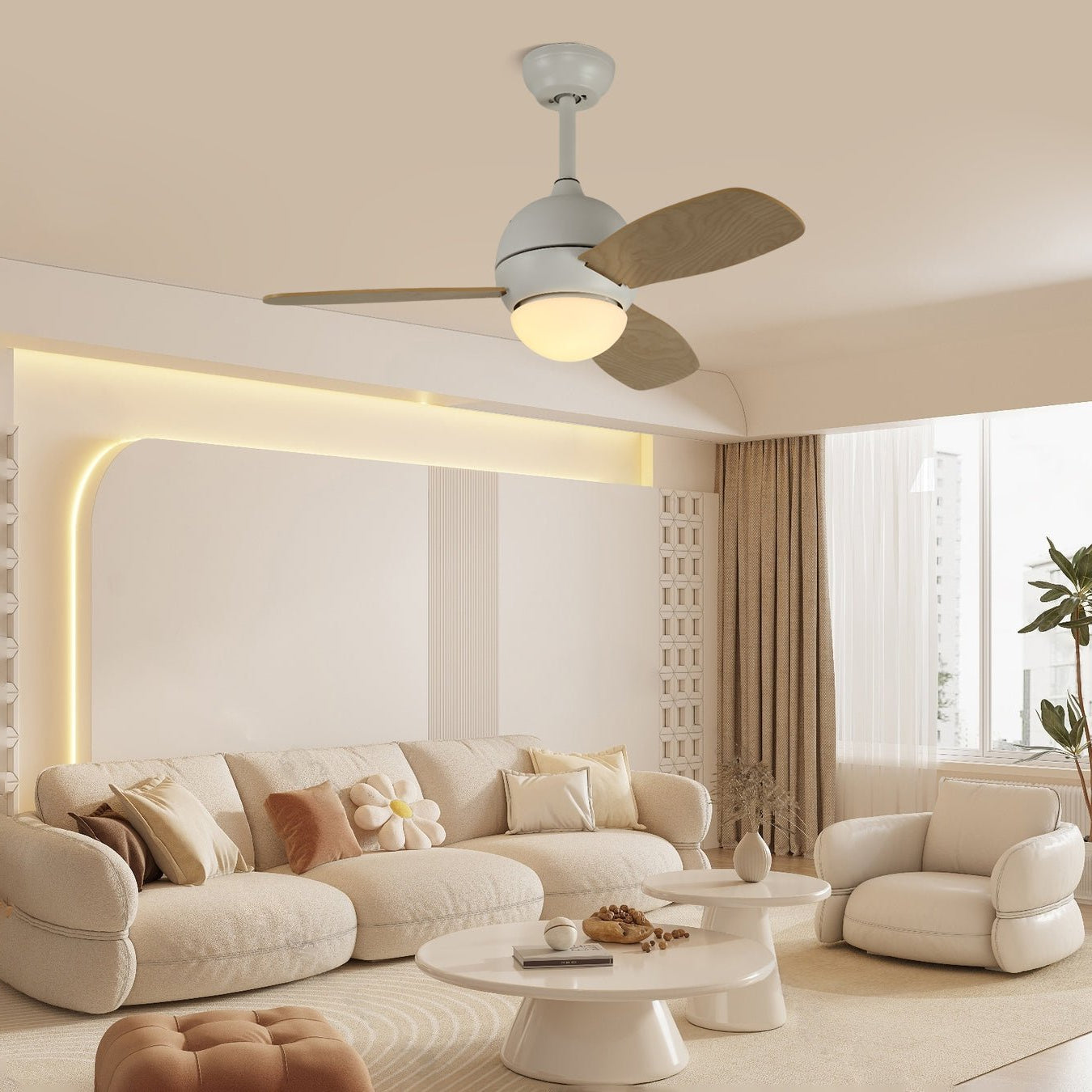 Plafondventilator met Verlichting Minimalistische Stijl 3 Bladen
