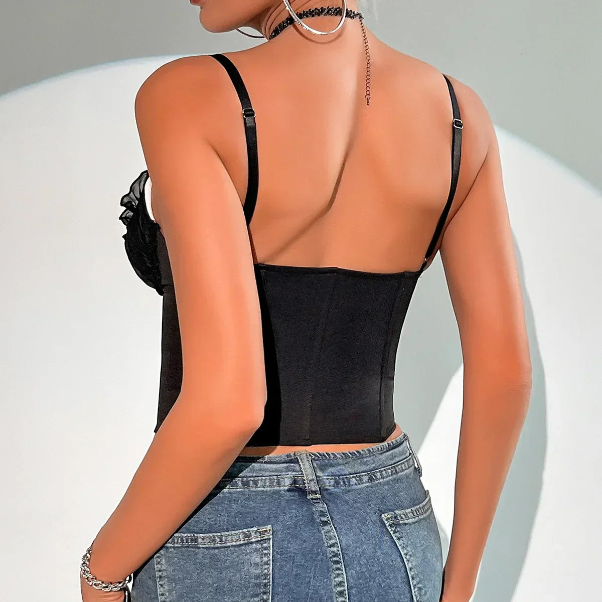 Dames Crop Top V Hals Patchwork Shirt Zomer